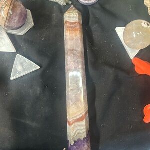 Amethyst and crazy laced agate 10 inch tower
